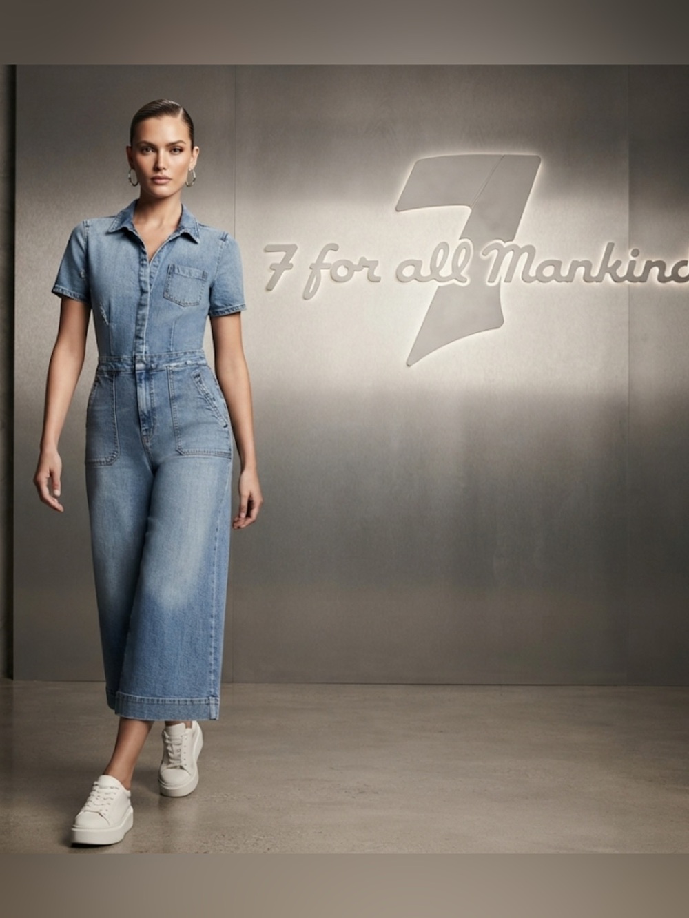 Authentic 7 For All Mankind designer denim jeans jumpsuit sz S